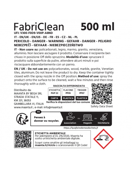 FabriClean: środek do czyszczenia rolet i żagli Maanta