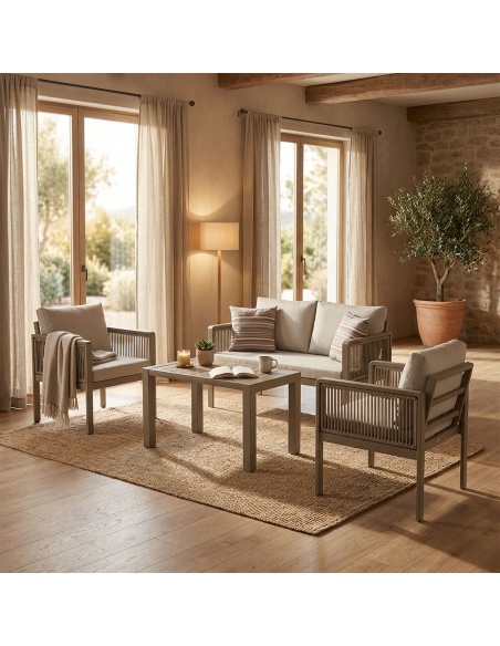 Genova: ręcznie wykonany zestaw ogrodowy z plecioną liną