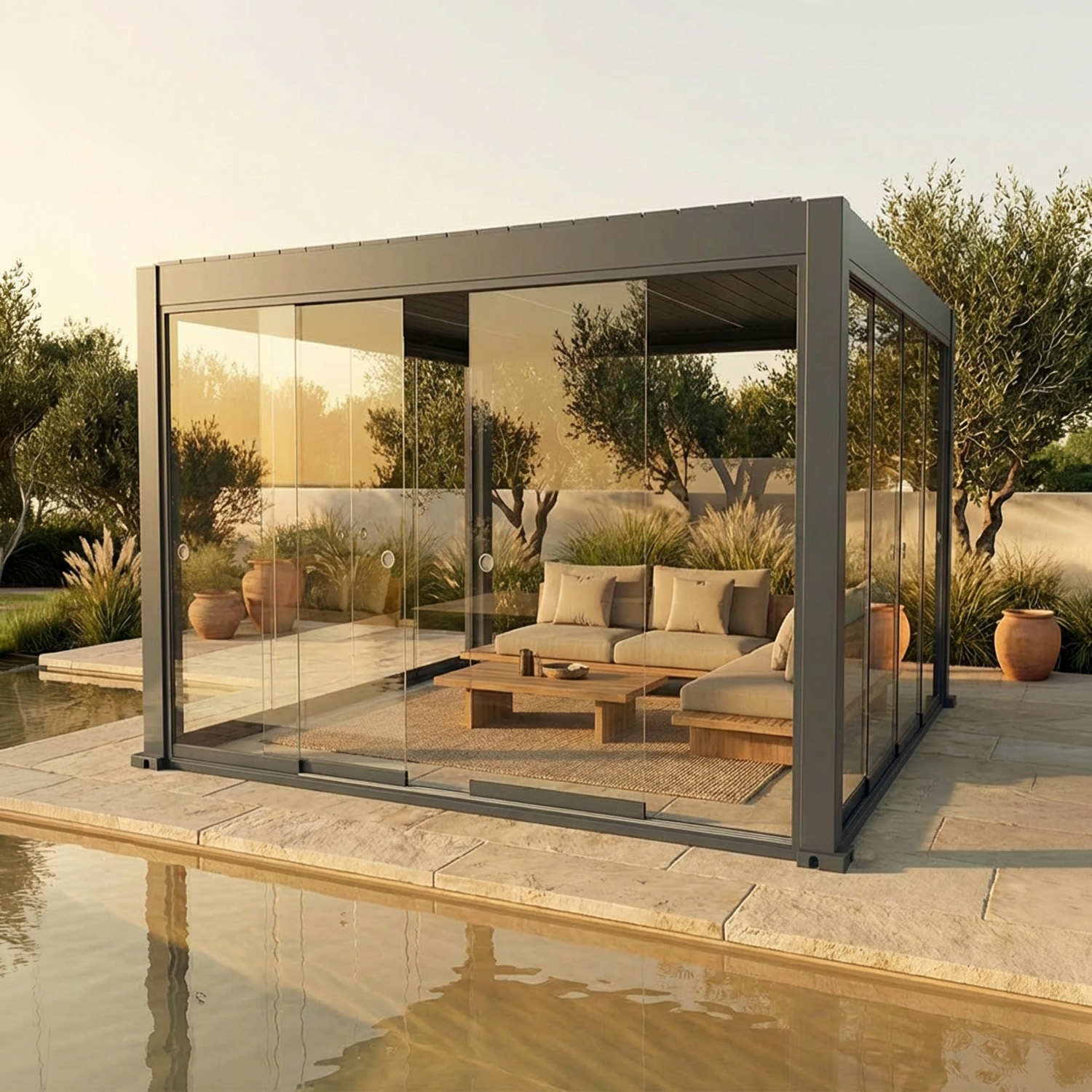 Przesuwne przeszklenia do Lyra T6 - Pergola zamknięta szkłem 2