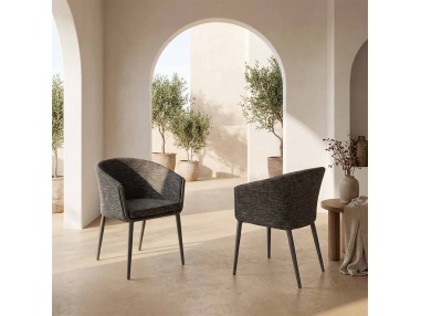 Mitara: Fotel Jadalniany Outdoor z Tkaniny Barwionej w Masie