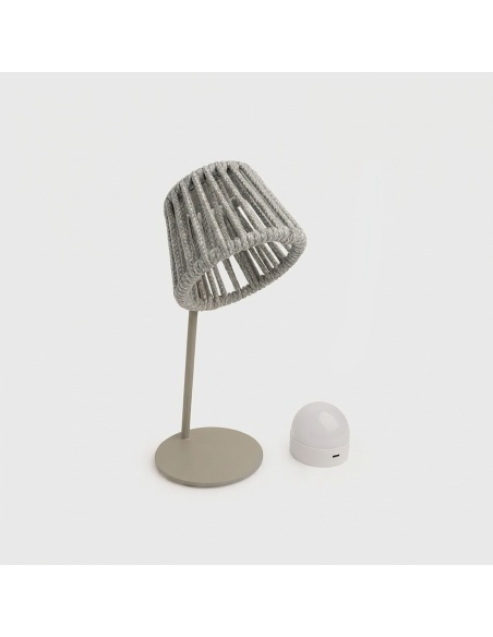 Mini Ropelle: Lampa stołowa z liny Olefin, ładowalna