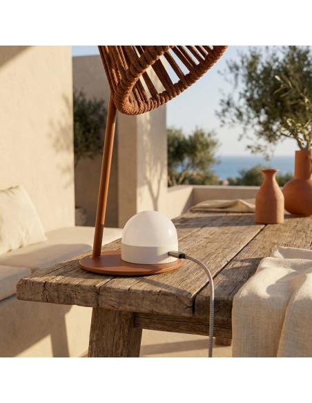 Mini Ropelle: Lampa stołowa z liny Olefin, ładowalna