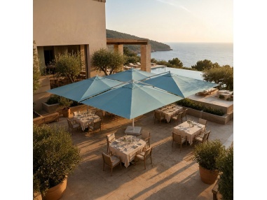 Cygnus Qadro: Parasol Cantilever z Czterema Tkaninami 6×6 m