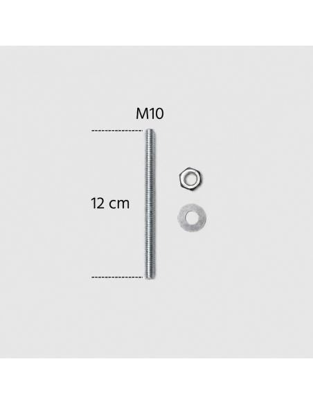 Zestaw 4 szt. - Pręty gwintowane ze stali ocynkowanej M10 - 12 cm - zawiera podkładki i nakrętki